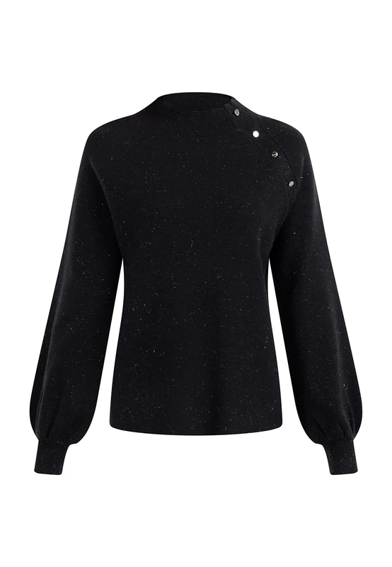 bridgeport Women's Knitted Turtleneck Jumper, Black, M/L - Image 1