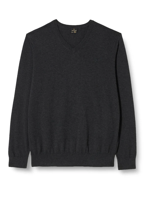 bridgeport Men's Basic fine Knit Jumper, Dark Grey Melange, XXL