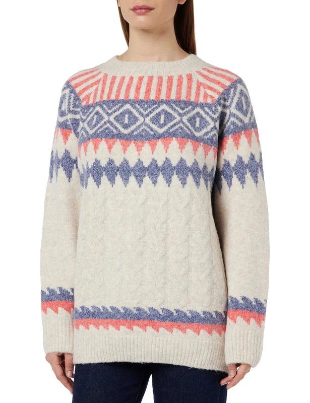 blonda Women's Knitted Jumper 15425016-BL01, Beige, Red, Blue, M/L, Beige Red Blue, M/L