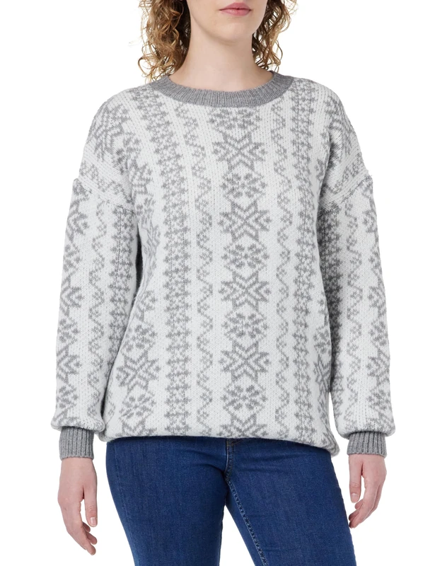 blonda Women's Knitted Jumper, Grey White, XS/S - Image 1