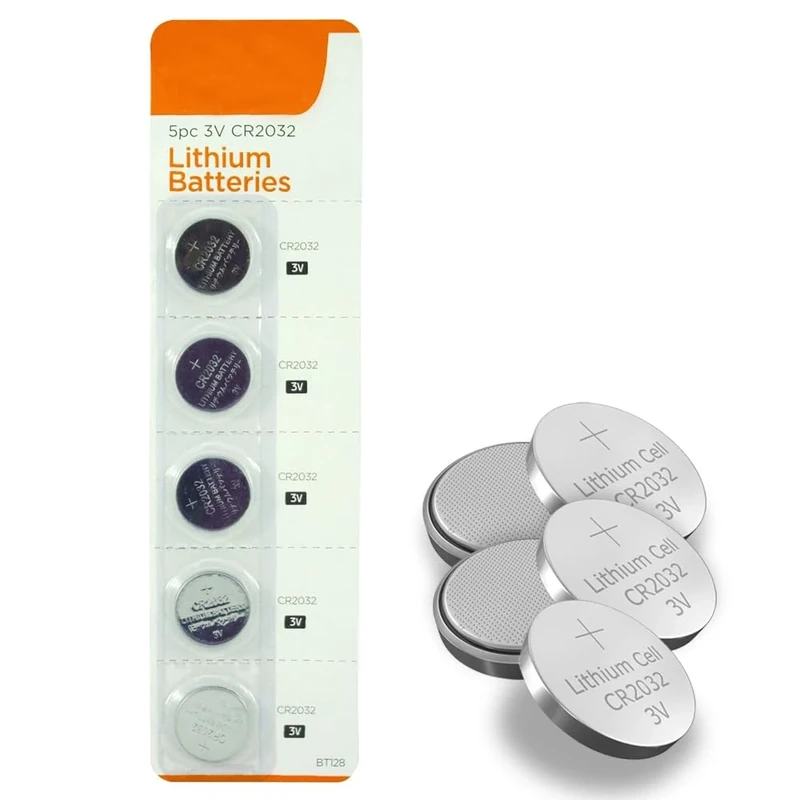 5 CR2032 Lithium Battery Set - 3V Supercharged DL2032 / ECR2032 Batteries, Ideal For Calculators, Watches, Remote Controls, Car Key Fobs, Glucometers, LED Lights, Computer Motherboards etc - Image 1