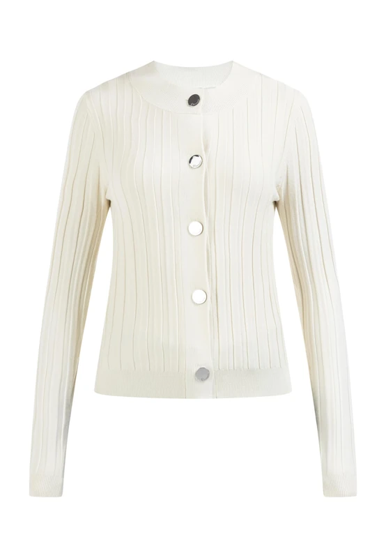 bridgeport Women's Cardigan with Buttons, Light Beige, M/L