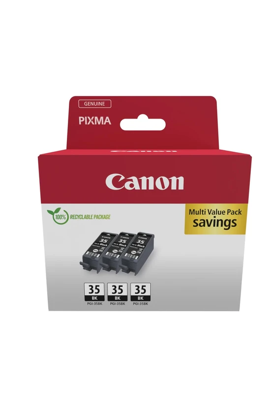 Canon PGI-35 Genuine Black Ink Cartridges, Pack of 3 - Cardboard Pack