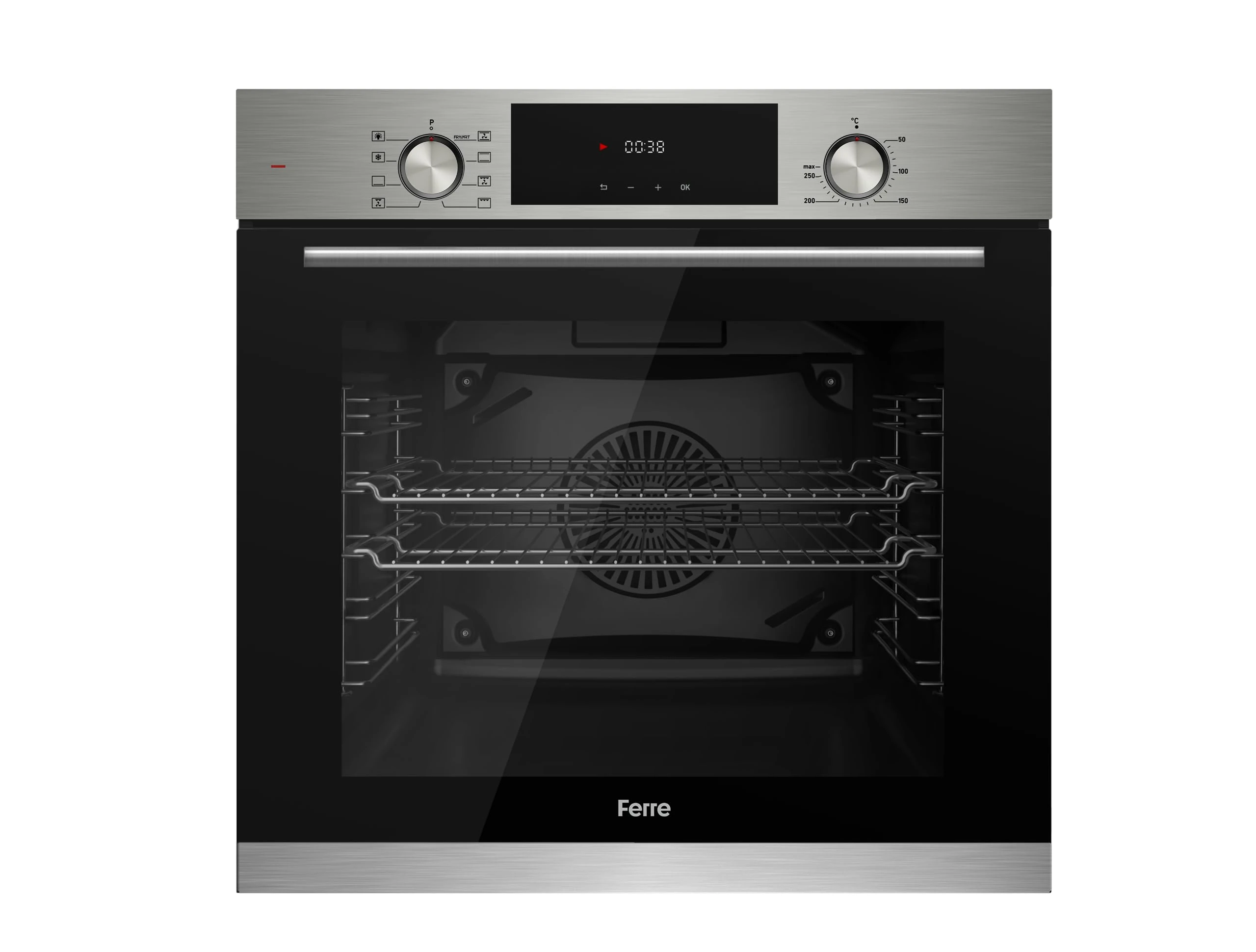 Ferre QXDMD 642 MI - 60cm Electric Built-in Oven - 73L - FryArt Turbo Fan & Turbo Resistant & Grill Resistant - Stainless Steel
