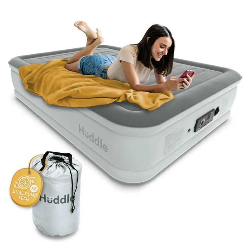 Huddle® Luxury King Air Bed with Patented Dual Pump SlumberGuard™ Premium Technology | Inflatable Mattress with built-in pump | Comfortable Inflatable Mattress | Airbed in sizes Single, Double, King - Image 1
