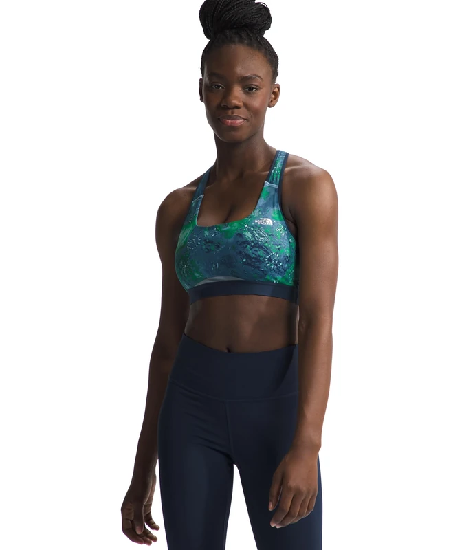 The North Face Movmynt Sports Bra Steel Blue Trailglyph Spaced Print XS
