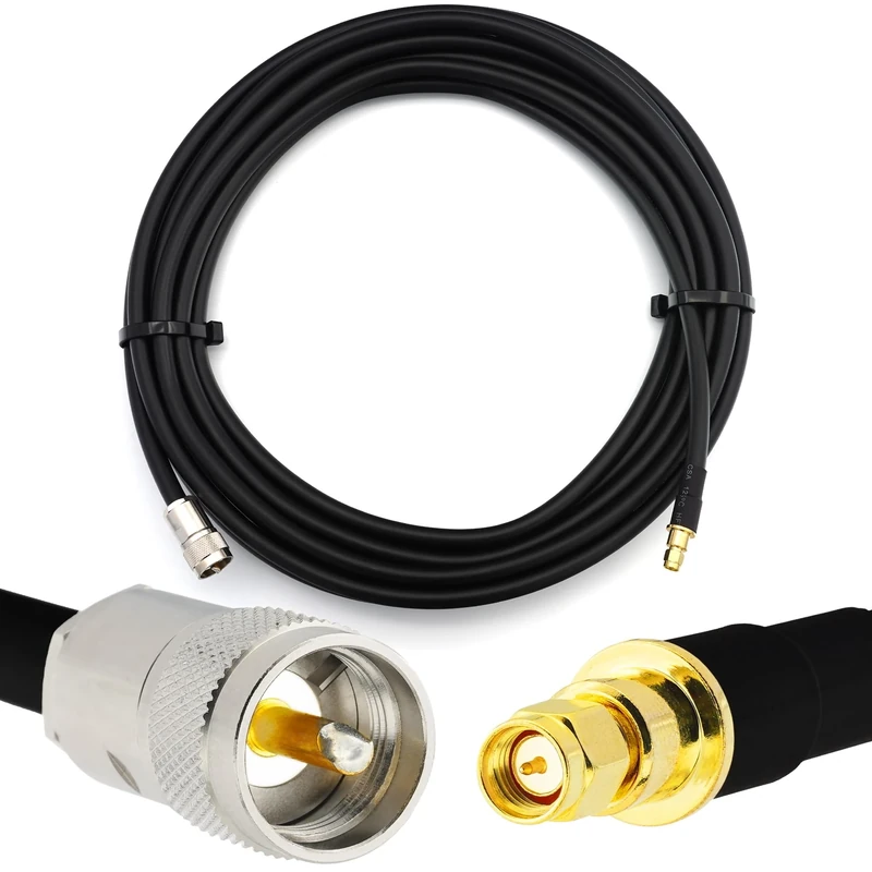 15m SMA Male to PL259 UHF IP67 Waterproof Coaxial Cable — Full Copper HF400 Flexible Extension Coax (LMR400 UF UltraFlex equivalent) — for HAM CB Radio Antenna SWR Meter Amateur Short Wave RF