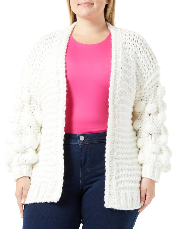 ZITHA Women's Cardigan Sweater, Wool White, XL/XXL