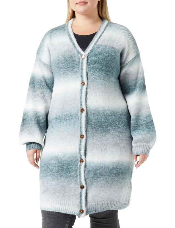 NAEMI Women's Knitted Cardigan, Black, Multi-Coloured, XL/XXL