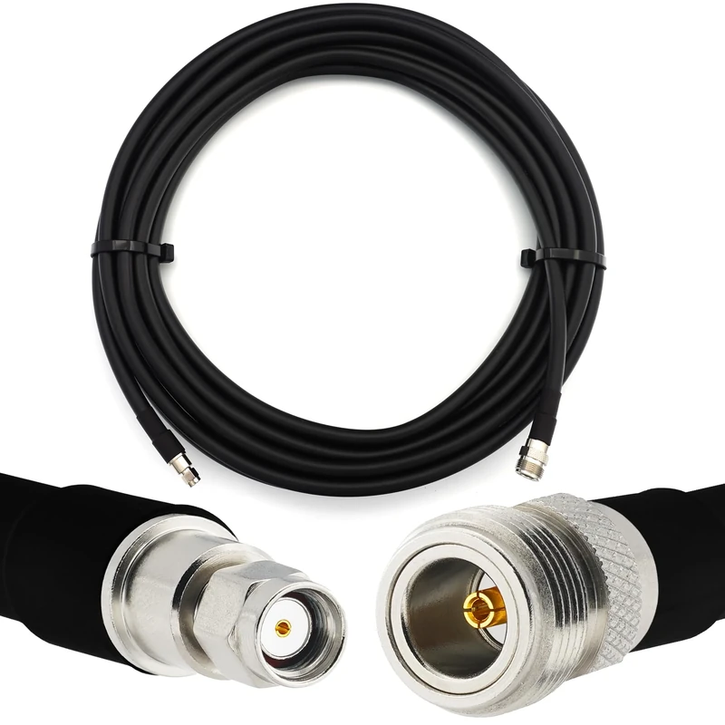 RANGEFUL 15m RP-SMA Male to N Female Coaxial Cable — Full Copper HF400 Flexible Extension Coax 50 Ohm (LMR400 UF UltraFlex equivalent) — for WiFi/Router/Antenna/Wireless/RF/Radio