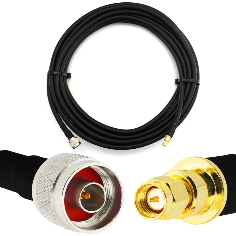 RANGEFUL 15m SMA Male to N Male Coaxial Cable — Full Copper HF400 Flexible Extension Coax 50 Ohm (LMR400 UF UltraFlex equivalent) — for LTE GSM DCS 4G 5G Mobile Signal Router Antenna