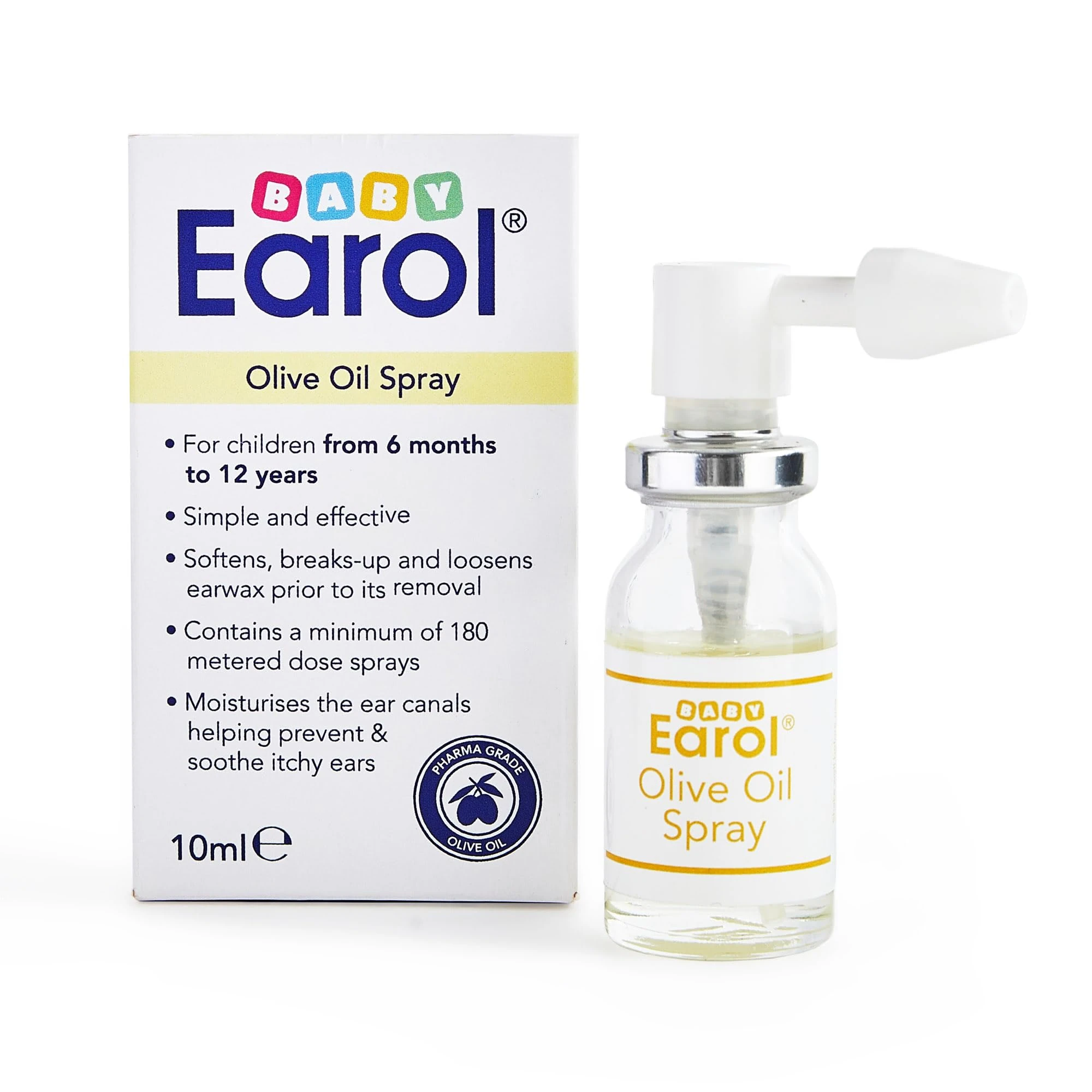 Baby Earol Olive Oil Ear Spray, for Babies and Children from 6 Months, for Excessive Ear Wax, Reduce Need for Syringing or Microsuction, 10ml Metered Dose Spray