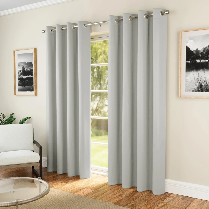 Enhanced Living Nightfall Eyelet Curtains - Thermal Grey Curtains for Bedroom - 90x90 inch (229x229 cm) - 230gsm, Supersoft, Energy Saving & Noise Reducing - 2 x Curtain Panels