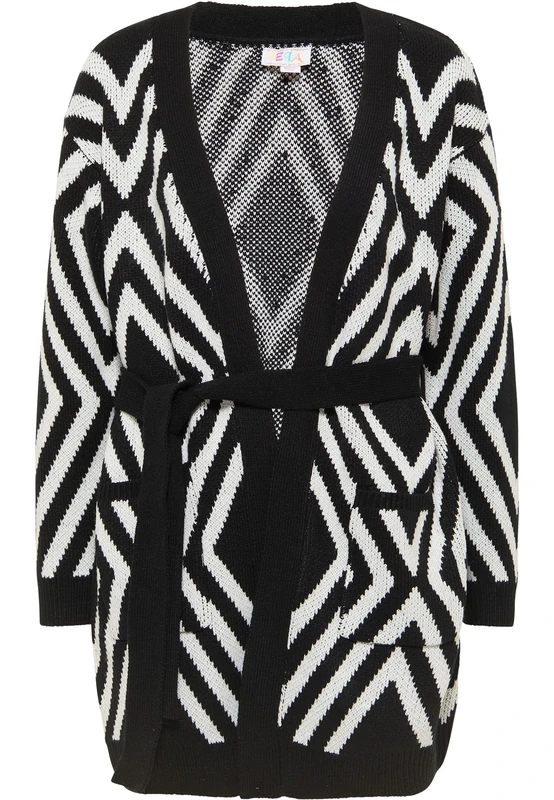 SIDONA Women's Cardigan Sweater, Black Wool White, XS/S - Image 1