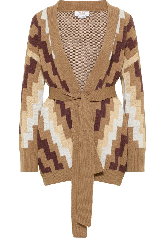 SIDONA Women's Open Knit Cardigan, Brown Multi-Coloured, XS/S