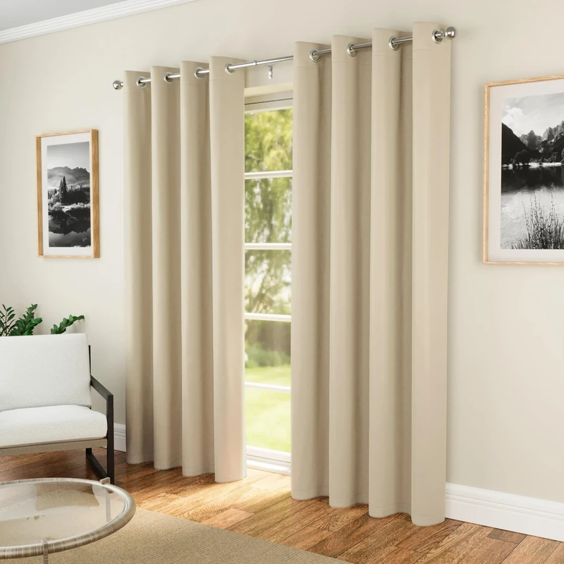 Enhanced Living Nightfall Eyelet Curtains - Thermal Natural Curtains for Bedroom - 90x90 inch (229x229 cm) - 230gsm, Supersoft, Energy Saving & Noise Reducing - 2 x Curtain Panels