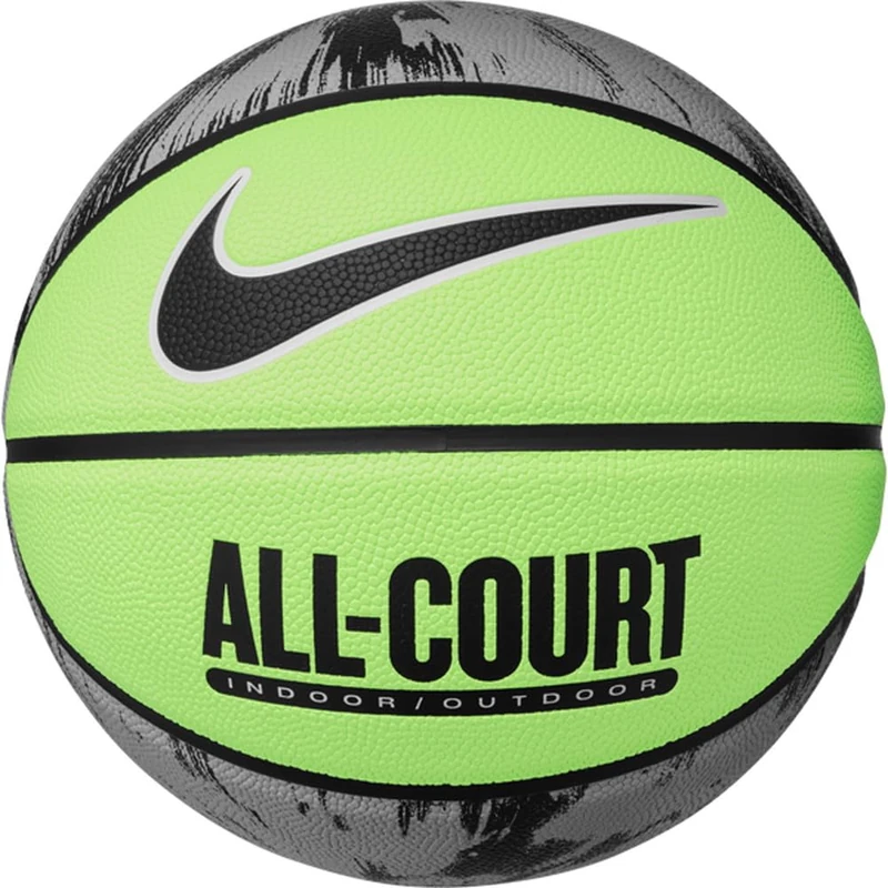 Nike Everyday All Court Basketball 8P Graphic – Indoor Outdoor Basketball with Graphic Design – Training Basketball – Deflated delivered, Lime Blast/Lt Smoke Grey/White/Black, 7 - Image 1