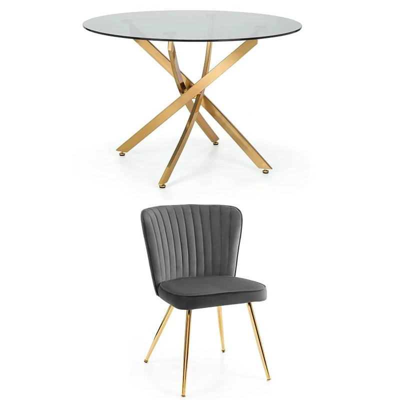 Julian Bowen Set of Montero Round Table and 4 Grey Cannes Chairs