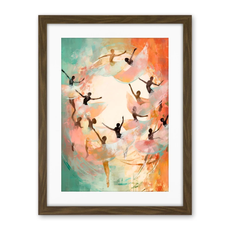 Artery8 The Tornado Ballet Oil Painting Abstract Turquoise Pink Musical Swirl Dancers Artwork Framed Wall Art Print 18X24 Inch