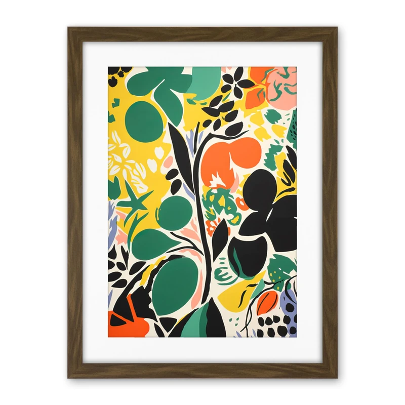Artery8 Henri Matisse Inspired Botanical Garden Acrylic Painting Abstract Bright Shapes Artwork Framed Wall Art Print 18X24 Inch