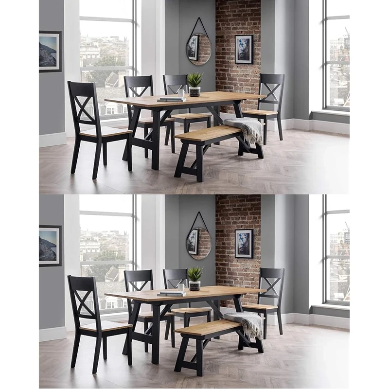 Julian Bowen Set of Hockley Table and 2 Hockley Benches