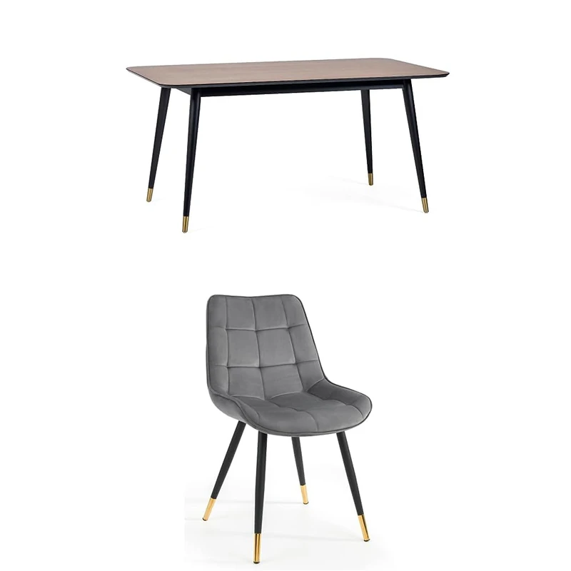 Julian Bowen Set of Findlay Rectangular Table and 4 Grey Hadid Chairs