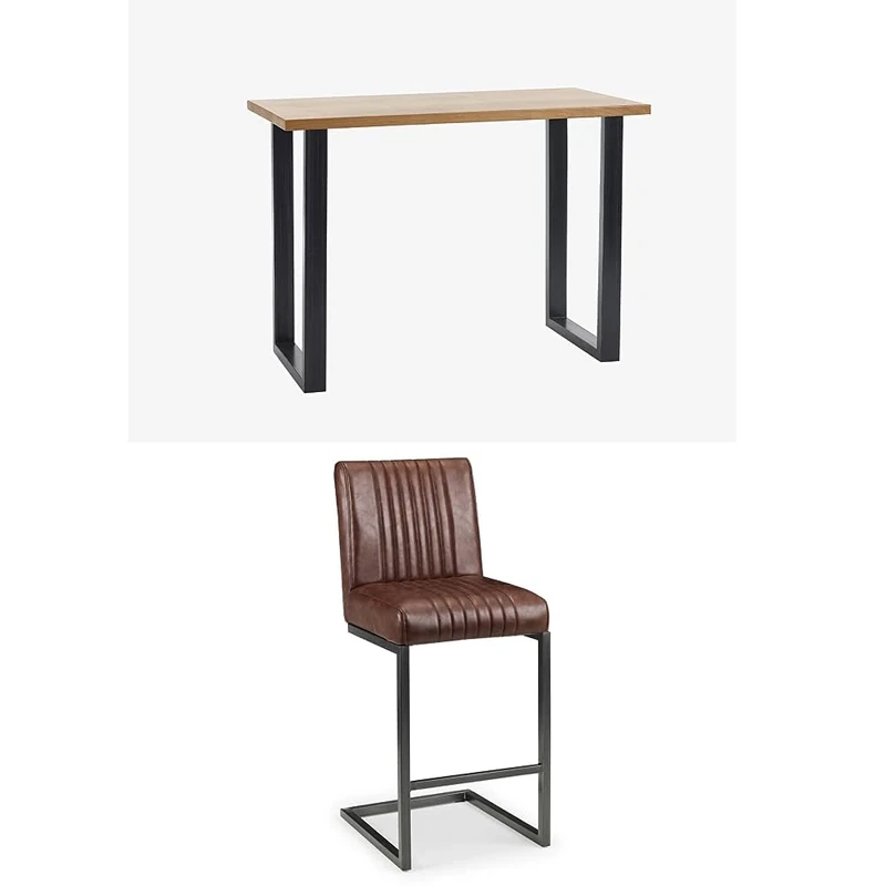 Julian Bowen Set of Set Of Brooklyn Dark Oak Bar Table And 2 Brooklyn Brown Bar Stools