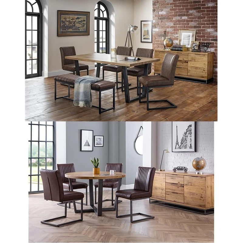 Julian Bowen Set of Brooklyn Oak Rectangular Table and 4 Brown Brooklyn Chairs