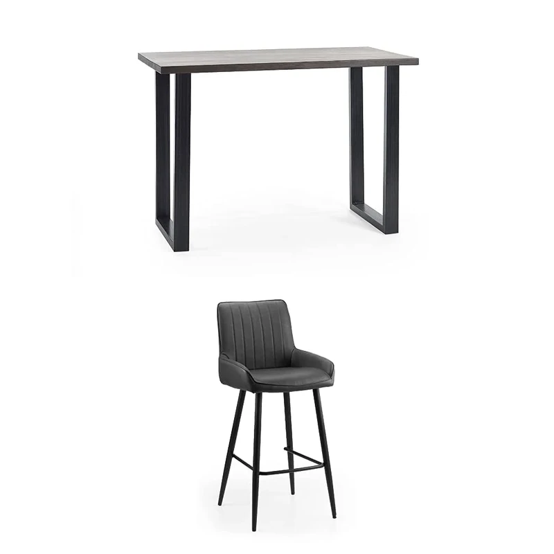 Julian Bowen Set of Set Of Brooklyn Dark Oak Bar Table And 2 Soho Bar Stool