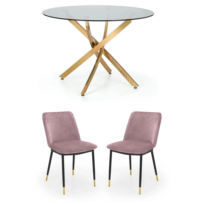 Julian Bowen Set of Montero Round Table and 4 Pink Delaunay Chairs
