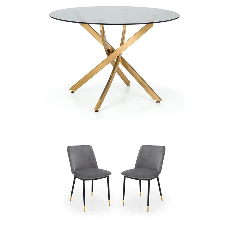 Julian Bowen Set of Montero Round Table and 4 Grey Delaunay Chairs