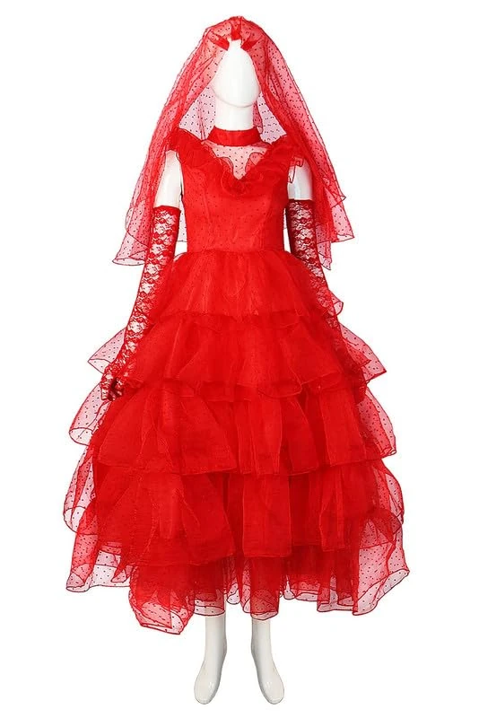 Deboyar Women Ghost Costume Red Bride Wedding Dress Cosplay Halloween Outfits