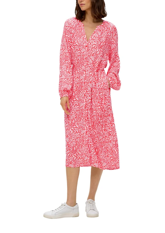 s.Oliver Women's 2145184 Midi Dress with Allover Pattern, 25B1, 18