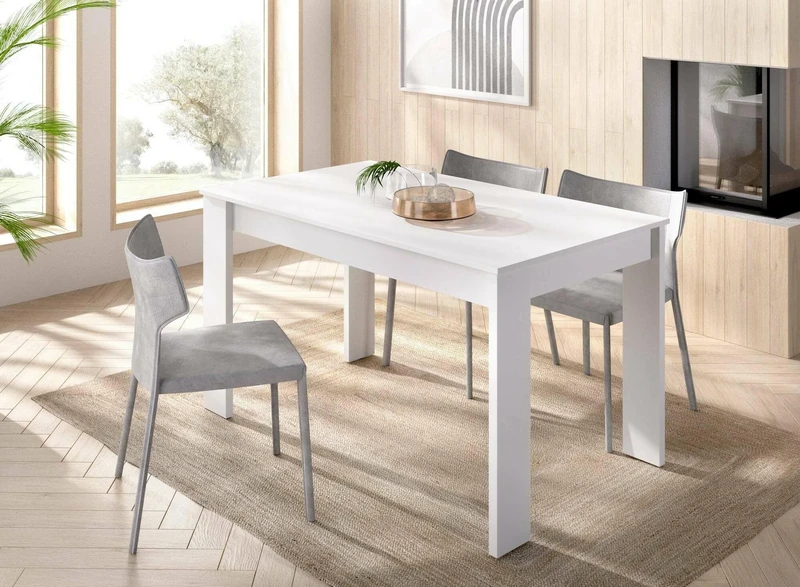 Dmora - Fixed table Censo, Multipurpose dining Table, Rectangular table for the kitchen or dining room, 139x81h77 cm, White