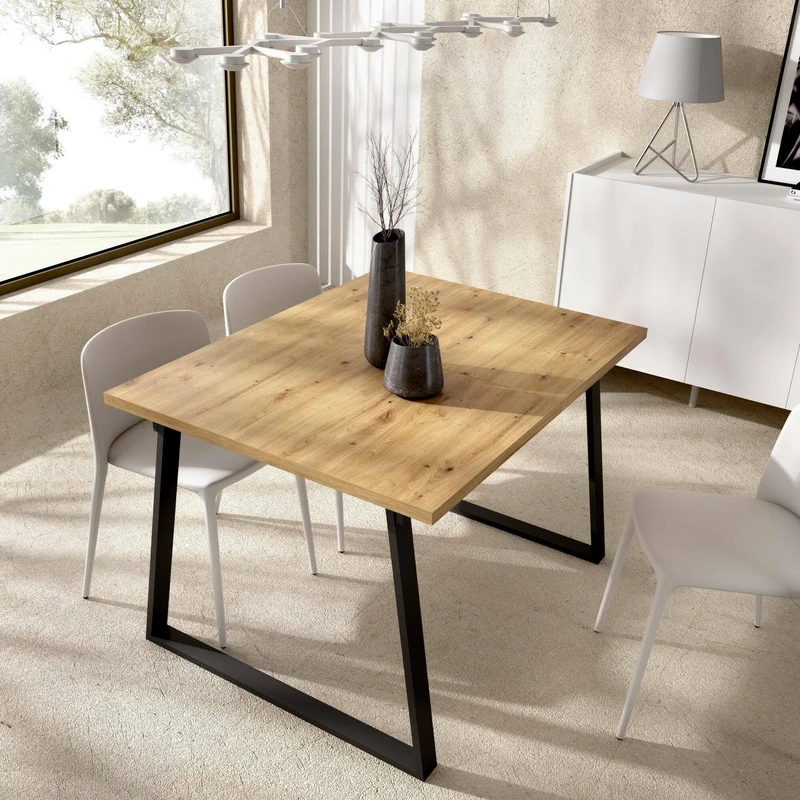 Dmora - Extendable table Canale, Multipurpose dining console, Rectangular kitchen or dining room table, 160x90h75 cm, Nodi Oak
