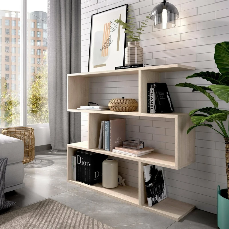 Dmora - Bookcase Misone, Multipurpose office shelf, Bookcase with 3 shelves, 110x25h96 cm, Oak