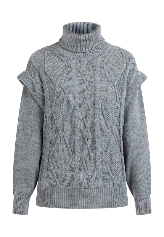 baradello Women's Knitted Jumper, Dark Grey Melange, XS/S