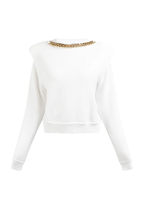 caspio Women's Knitted Jumper, White, M/L