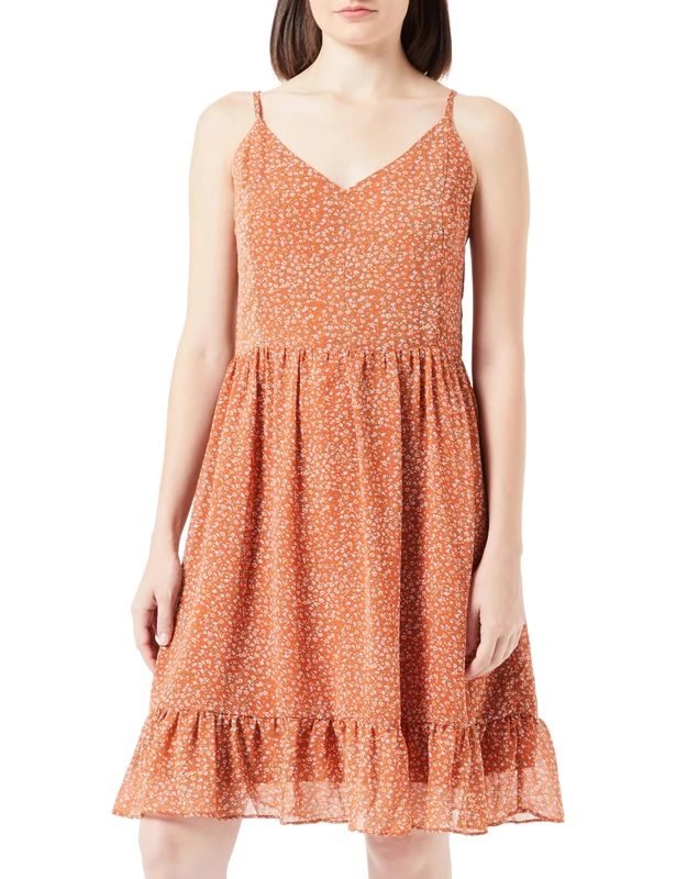 baradello Women's Kleid Dress, Orange Multi-Coloured, S