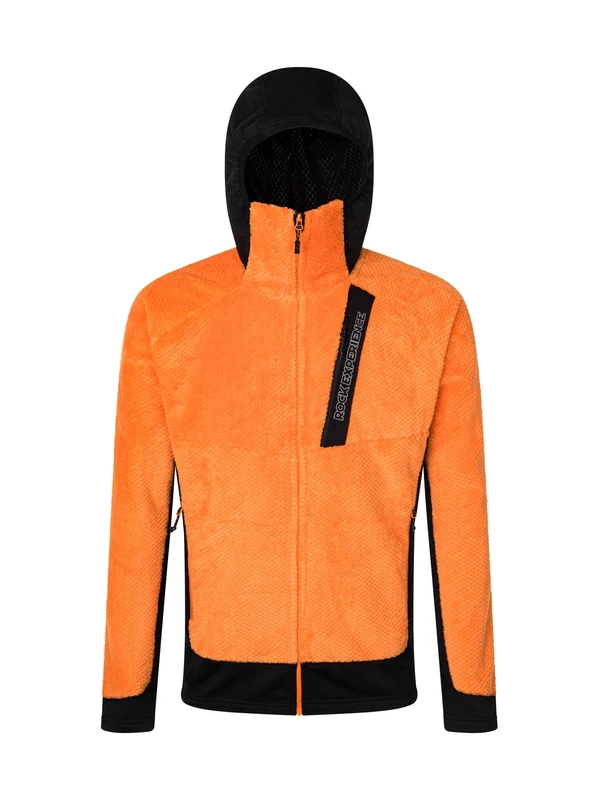 Rock Experience REMC02681-C950 BLIZZARD TECH HOODIE MAN FLEECE Sweatshirt Men's 0615 PERSIMMON ORANGE+0208 CAVIAR L