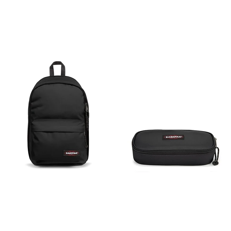 EASTPAK Back to Work 27L Backpack - Black, Oval Single Pencil Case - Black (5 x 22 x 9 cm)