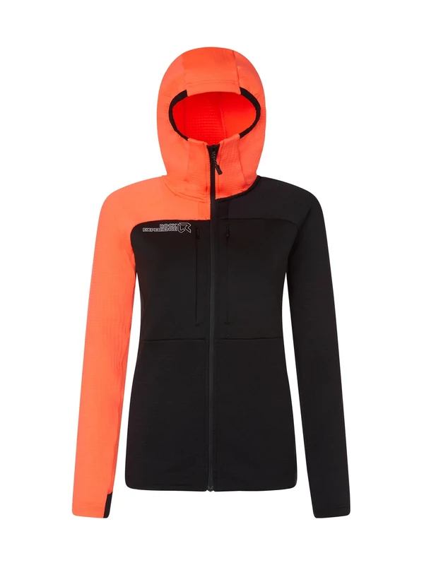 Rock Experience REWC02611-C279 TELLER HOODIE WOMAN FLEECE Sweatshirt Women's 0208(CAVIAR)+2151(FIERY CORAL) L