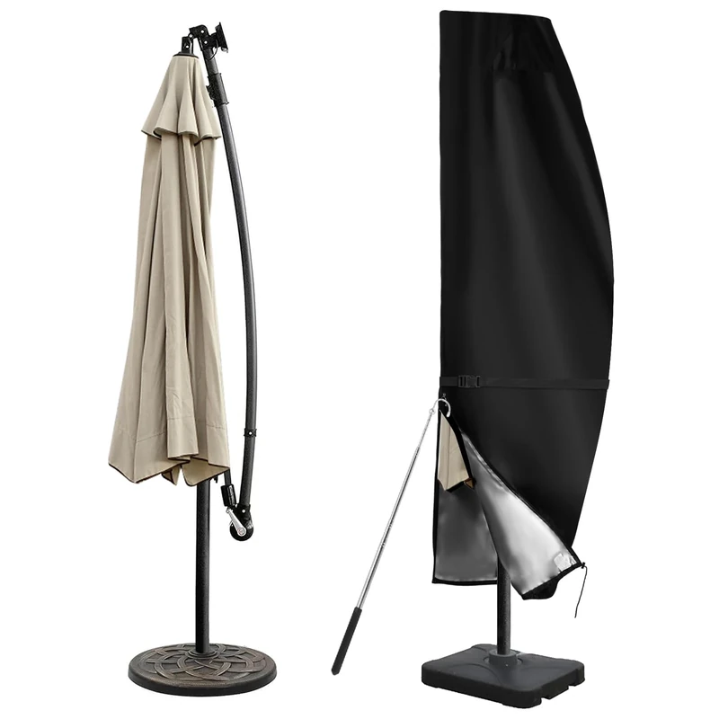 Patio Umbrella Cover Fits 9ft To 12ft Outdoor Umbrellas,420d Outdoor Cantilevered Offset Umbrella Cover With Sturdy Waterproof Zipper And Top Vent