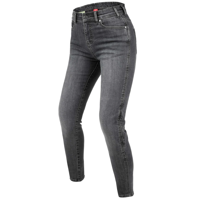 REBELHORN Classic III Lady Women's Motorcycle Jeans | Aramid Fibre Lining | SAS-TEC Knee and Hip Protectors | Skinny Fit, Grey Washed, 28W x 30L