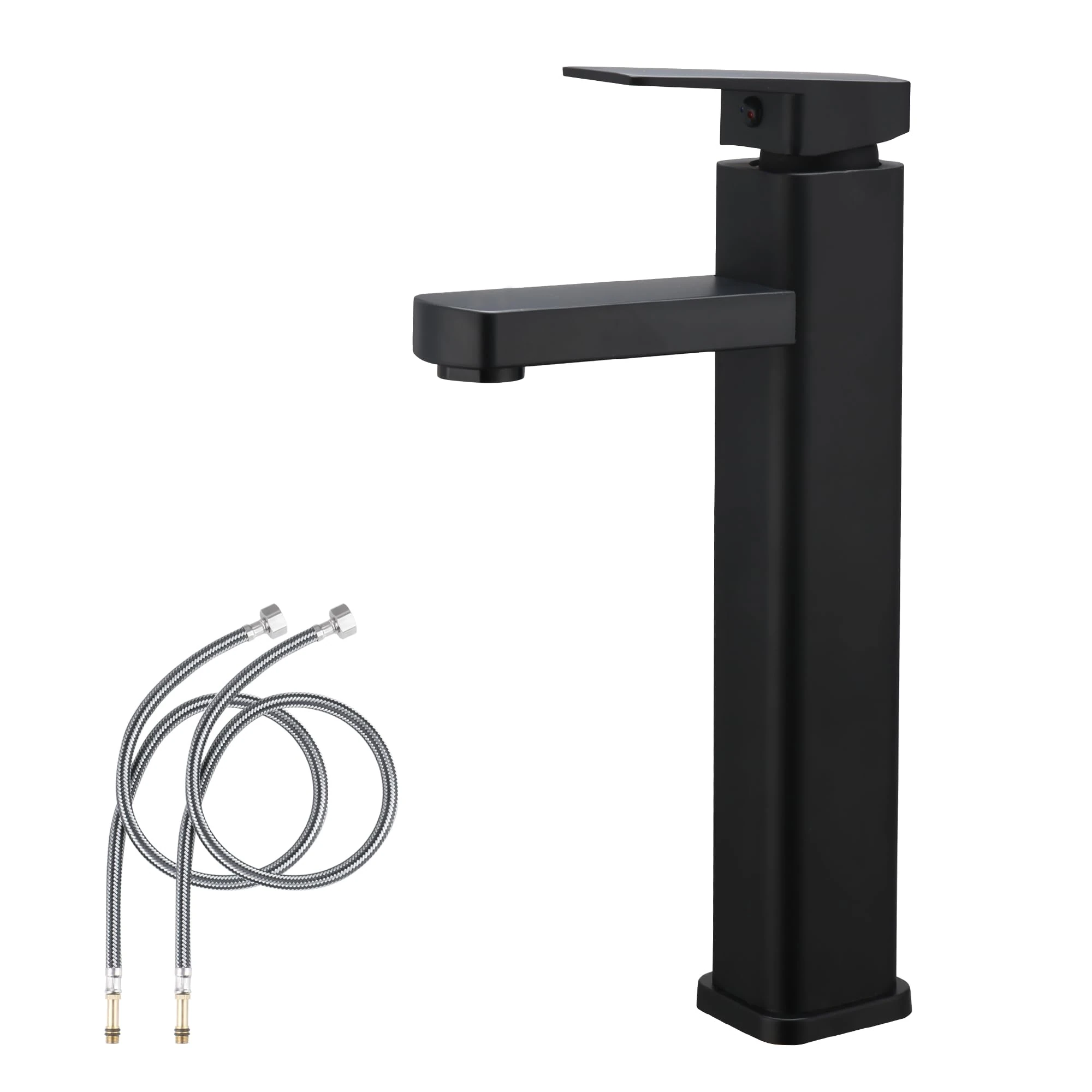 Matte Black Tall Basin Vessel Sink Tap for Bowl, Single Lever, 80CM UK Standard Hoses