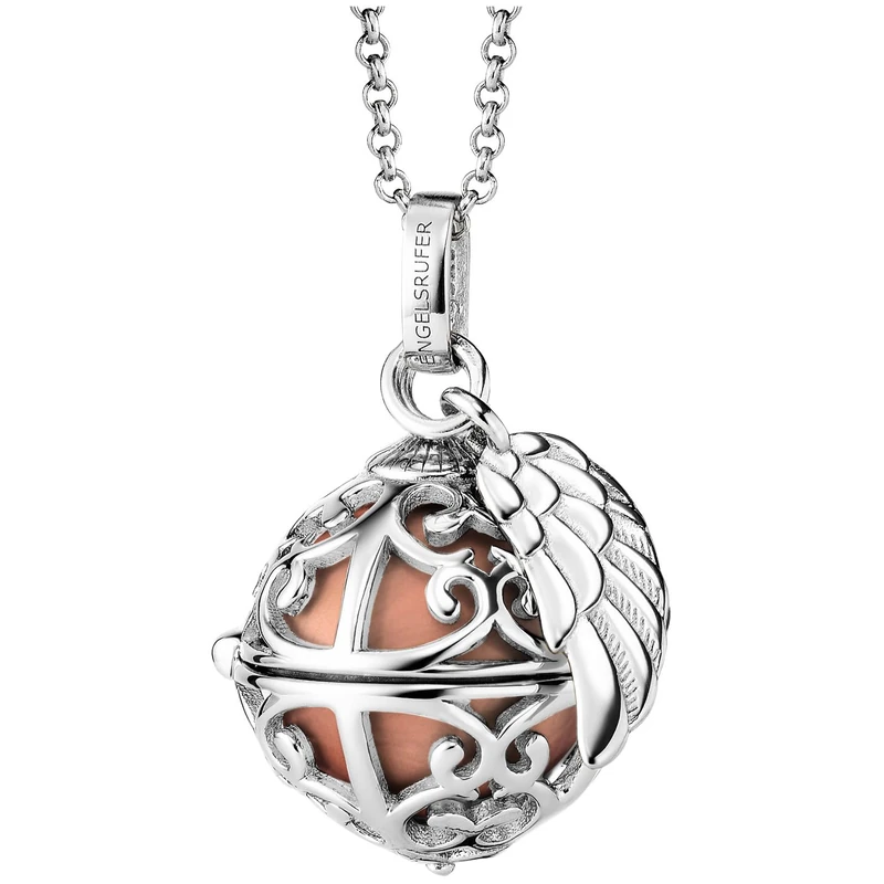 Engelsrufer Angel Whisperer Women's Sterling Silver Wing Pendant with Interchangeable Chime Ball Pendant – Nickel-Free, 50cm, Sterling Silver, No Gemstone