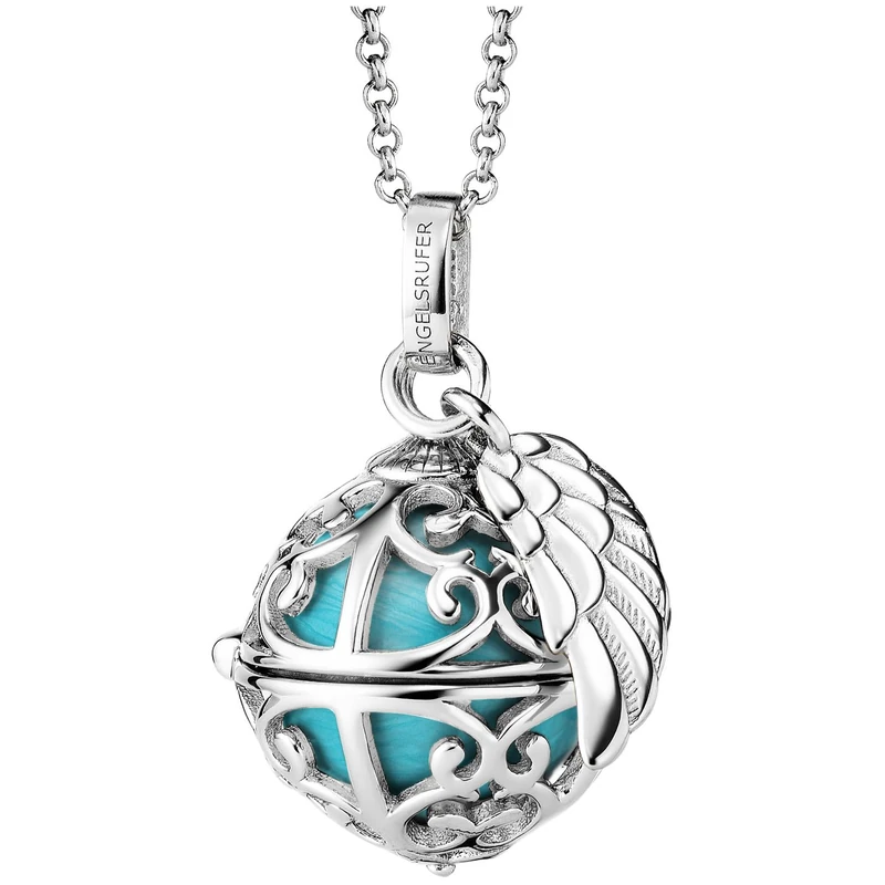 Engelsrufer Angel Whisperer Women's Sterling Silver Wing Pendant with Interchangeable Chime Ball Pendant – Nickel-Free, 50cm, Sterling Silver, No Gemstone