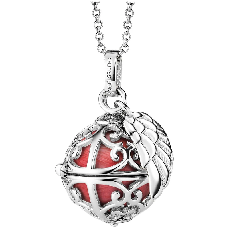 Engelsrufer Angel Whisperer Women's Sterling Silver Wing Pendant with Interchangeable Chime Ball Pendant – Nickel-Free, 50cm, Sterling Silver, No Gemstone