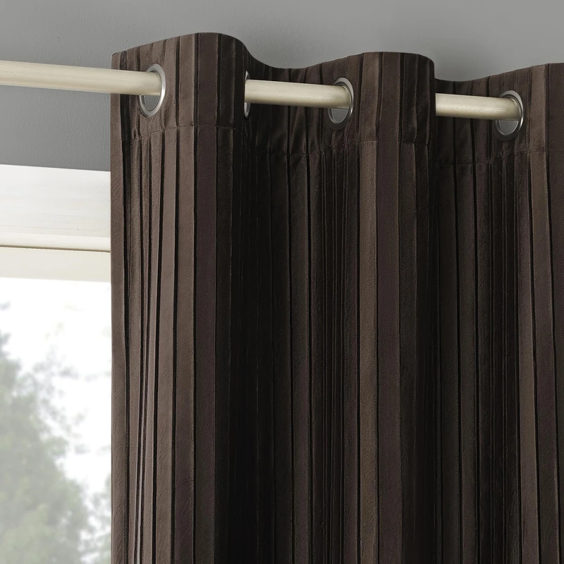Sun Zero Scarlett 2-Pack Pleated Velvet Noise Reducing Blackout Grommet Curtain Panel Pair, 40" x 96", Chocolate Brown