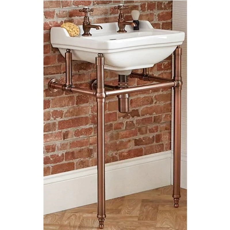 Milano Richmond Basin with Copper Washstand - 500x350mm, 2 Tap Holes